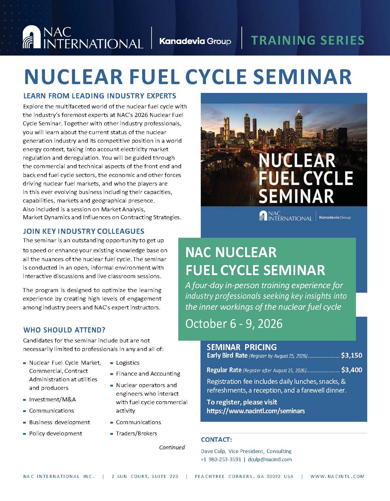 NAC Nuclear Fuel Cycle Seminar October 6 9 2026 Page 1